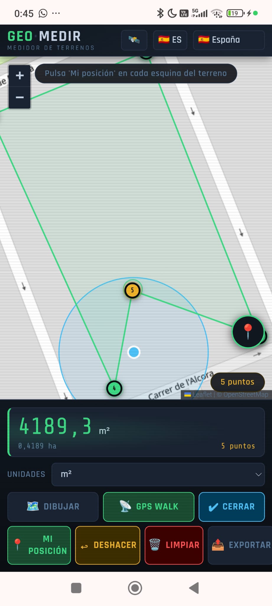 GeoMedir modo GPS